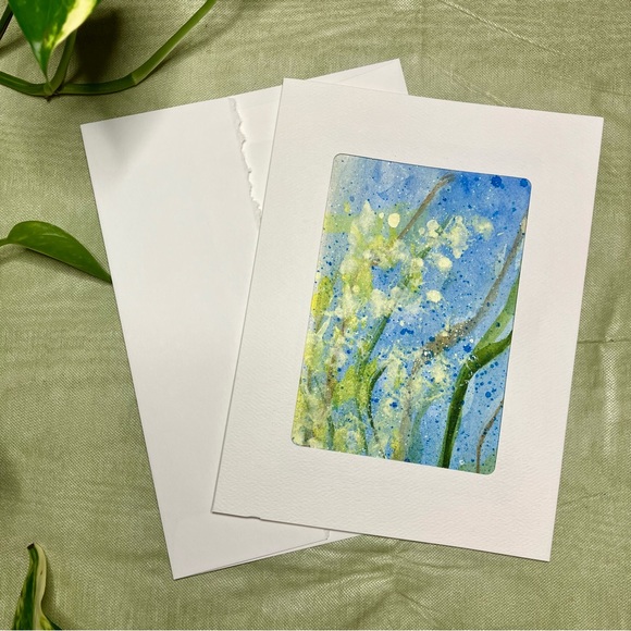 Hand Painted Watercolor Semi Abstract Floral Blank Greeting Cards Set of 8 - Picture 10 of 10